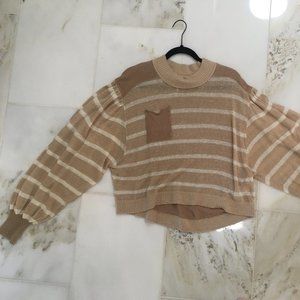 Free People 💕 Brown Striped Long Sleeve Sweater